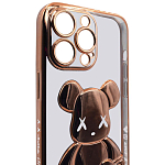 Чехол для iPhone 14 Pro прозрачный с 3D мишкой Золотой 250_100_534100
