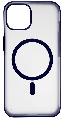 Чехол для iPhone 14 Wlons с MagSafe прозрачный матовый с рамкой Синий 250_100_534168