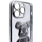 Чехол для iPhone 14 Pro прозрачный с 3D мишкой Серебристый 250_100_135456