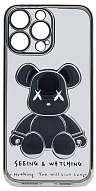 Чехол для iPhone 14 Pro Max прозрачный с 3D мишкой Серебристый 500_191_533979