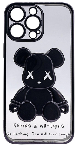 Чехол для iPhone 13 Pro прозрачный с 3D мишкой Черный 250_100_533508
