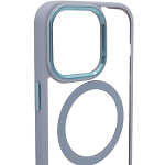 Чехол прозрачный с цветным бортиком MagSafe iPhone 14 Pro Голубой 250_100_642405