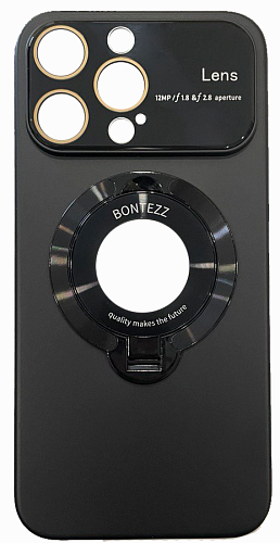 Силиконовый чехол iPhone 15 Pro Max Bontezz MagSafe с подставкой черный 250_100_121781
