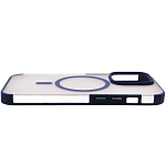 Чехол для iPhone 14 Pro Wlons с MagSafe прозрачный матовый с рамкой Синий 250_100_132309