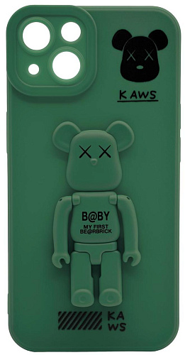 Силиконовый чехол для iPhone 14 Pro Max с 3D мишкой Зеленый 250_100_532436