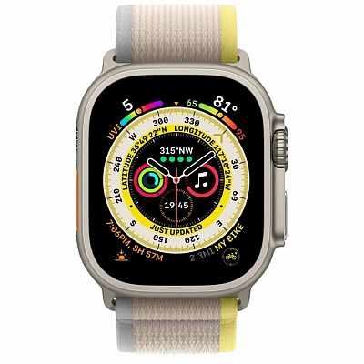 Часы Apple watch Ultra 49mm Titanium Case GPS+Cellular Trail Loop Yellow/Beige M/L 400_400_641088