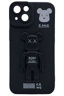 Силиконовый чехол для iPhone 14 с 3D мишкой Черный 500_191_122279