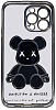 Чехол для iPhone 14 Pro Max прозрачный с 3D мишкой Серебристый
