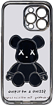 Чехол для iPhone 14 Pro Max прозрачный с 3D мишкой Серебристый 250_100_135497