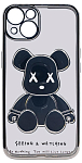 Чехол для iPhone 14 прозрачный с 3D мишкой Серебристый 250_100_534246