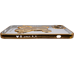 Чехол для iPhone 13 mini прозрачный с 3D мишкой Золотой 250_100_135652
