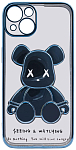 Чехол для iPhone 13 прозрачный с 3D мишкой Голубой 250_100_533539
