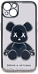 Чехол для iPhone 14 Plus прозрачный с 3D мишкой Серебристый 250_100_533768