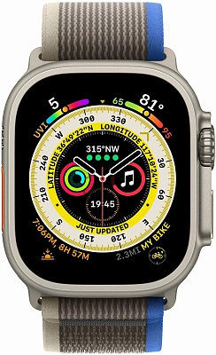 Часы Apple watch Ultra 49mm Titanium Case GPS+Cellular Trail Loop Blue/Gray M/L 400_400_641080