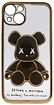 Чехол для iPhone 14 Plus прозрачный с 3D мишкой Золотой 250_100_533758