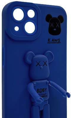 Силиконовый чехол для iPhone 13 с 3D мишкой Синий 400_400_137758