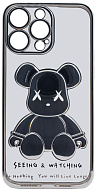 Чехол для iPhone 14 Pro прозрачный с 3D мишкой Серебристый 500_191_135452