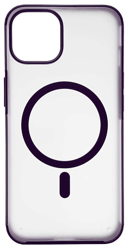 Чехол для iPhone 14 Wlons с MagSafe прозрачный матовый с рамкой Фиолетовый 250_100_534173
