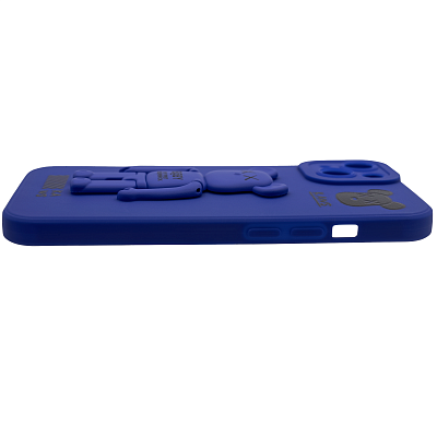 Силиконовый чехол для iPhone 13 с 3D мишкой Синий 400_400_137757