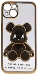 Чехол для iPhone 13 mini прозрачный с 3D мишкой Золотой 250_100_135650