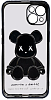 Чехол для iPhone 14 Plus прозрачный с 3D мишкой Черный