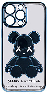 Чехол для iPhone 14 Pro Max прозрачный с 3D мишкой Голубой 500_191_533964