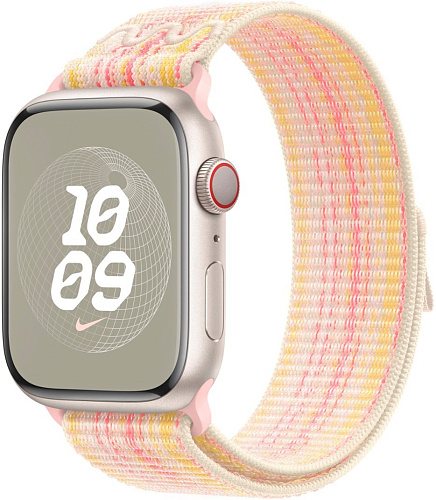 Ремешок Apple Watch 41 мм Nike Sport Loop Starlight/Pink 250_100_117481