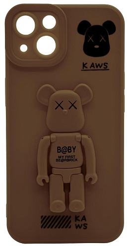Силиконовый чехол для iPhone 14 с 3D мишкой Коричневый 250_100_532641
