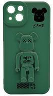 Силиконовый чехол для iPhone 14 с 3D мишкой Зеленый 500_191_532636