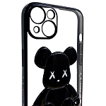 Чехол для iPhone 14 прозрачный с 3D мишкой Черный 250_100_534259