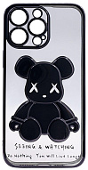 Чехол для iPhone 13 Pro Max прозрачный с 3D мишкой Черный 500_191_533448