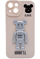 Силиконовый чехол для iPhone 14 с 3D мишкой Белый 500_191_122254