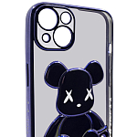 Чехол для iPhone 14 Plus прозрачный с 3D мишкой Фиолетовый 250_100_533776