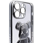 Чехол для iPhone 13 Pro прозрачный с 3D мишкой Серебристый 250_100_533497