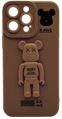 Силиконовый чехол для iPhone 13 Pro с 3D мишкой Коричневый 250_100_532322