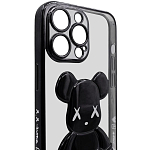 Чехол для iPhone 14 Pro прозрачный с 3D мишкой Черный 250_100_131714