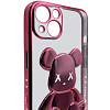 Чехол для iPhone 14 прозрачный с 3D мишкой Розовый