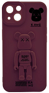 Силиконовый чехол для iPhone 13 с 3D мишкой Бордовый 500_191_532327