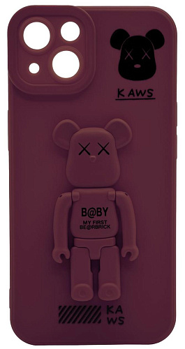 Силиконовый чехол для iPhone 13 с 3D мишкой Бордовый 250_100_532327