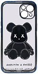 Чехол для iPhone 13 прозрачный с 3D мишкой Голубой 250_100_533540