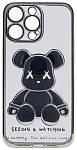 Чехол для iPhone 13 Pro Max прозрачный с 3D мишкой Серебристый 250_100_533434