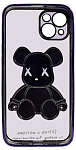 Чехол для iPhone 14 Plus прозрачный с 3D мишкой Фиолетовый 250_100_533774