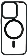 Чехол прозрачный с цветным бортиком MagSafe iPhone 14 Pro Черный 500_191_642431