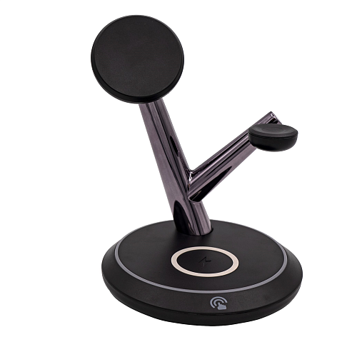 Беспроводная магнитная док-станция для зарядного устройства 3-1, 15W Черная металлическая 250_100_118929