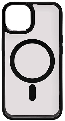 Чехол прозрачный с цветным бортиком MagSafe iPhone 14 Черный 400_400_131898