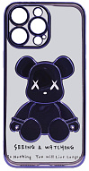 Чехол для iPhone 13 Pro Max прозрачный с 3D мишкой Синий 500_191_533443