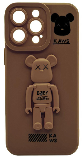 Силиконовый чехол для iPhone 14 Pro Max с 3D мишкой Коричневый 250_100_532441