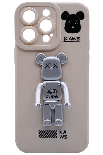 Силиконовый чехол для iPhone 14 Pro с 3D мишкой Белый 250_100_122144