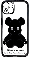 Чехол для iPhone 13 прозрачный с 3D мишкой Черный 500_191_533568