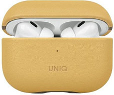 Кожаный чехол для AirPods Pro 2 Uniq Lyden DS - Canary Yellow/Flint Grey 500_191_623733